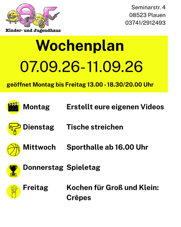 Bild vergr&ouml;&szlig;ern: Wochenplakat 07.09.26 - 11.09.26