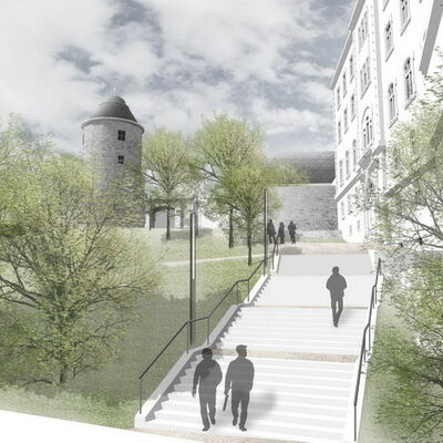Bild vergrößern: Skizze vom Neubau der Schlossterrassen