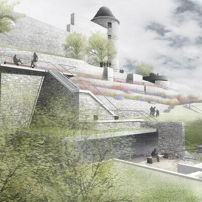 Bild vergrößern: Skizze vom Neubau der Schlossterrassen