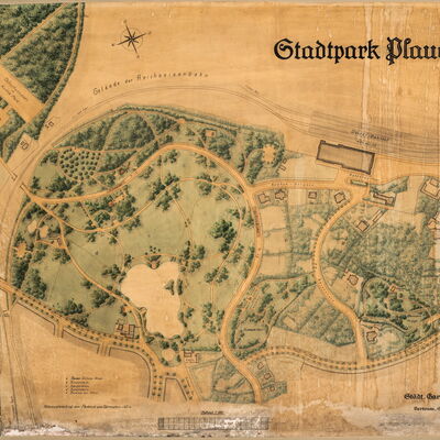 Bild vergrößern: Plan des Stadtparkes des Stadtgarten-Direktors Bertram ca. aus dem Jahr 1929