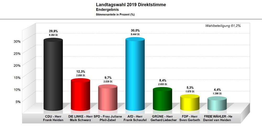 Bild vergrößern: Direktstimme - Landtagswahl 2019 - Endergebnis