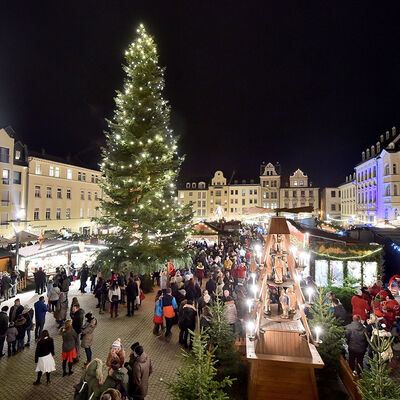 Bild vergrößern: Weihnachtsbaum in Plauen auf dem Altmarkt