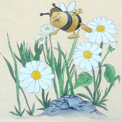 Bild vergrößern: Biene-Gänseblümchen-Bild