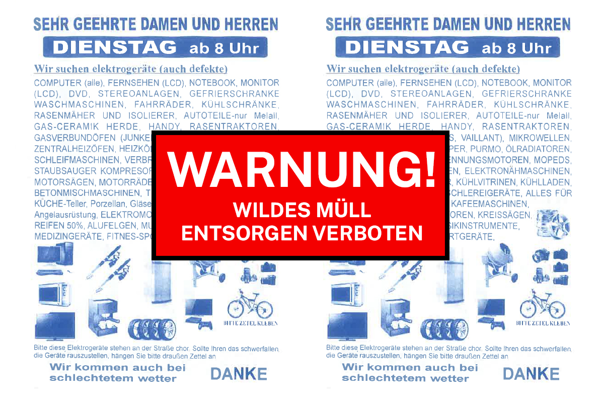 Bild vergrößern: Warnung! Wildes Müll entsorgen verboten