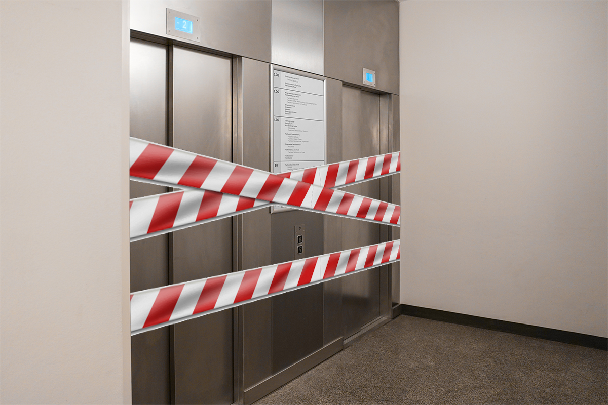 Bild vergrößern: Rathaus - Aufzüge in Etage 1 und 2 gesperrt.