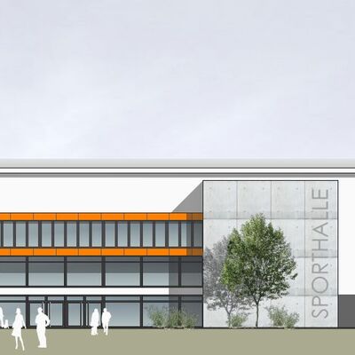 Bild vergr&ouml;&szlig;ern: S&uuml;dansicht Dreifeldhalle Lessing-Gymnasium